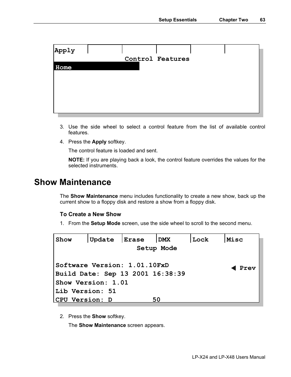 Show maintenance | Leprecon LP-X24 Manual v3.2 User Manual | Page 67 / 228