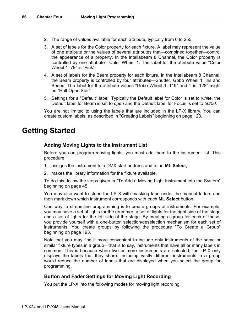 Getting started | Leprecon LP-X24 Manual v3.2 User Manual | Page 90 / 228