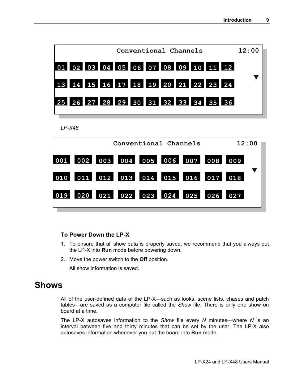 Shows | Leprecon LP-X24 Manual v3.2 Addendum User Manual | Page 10 / 55