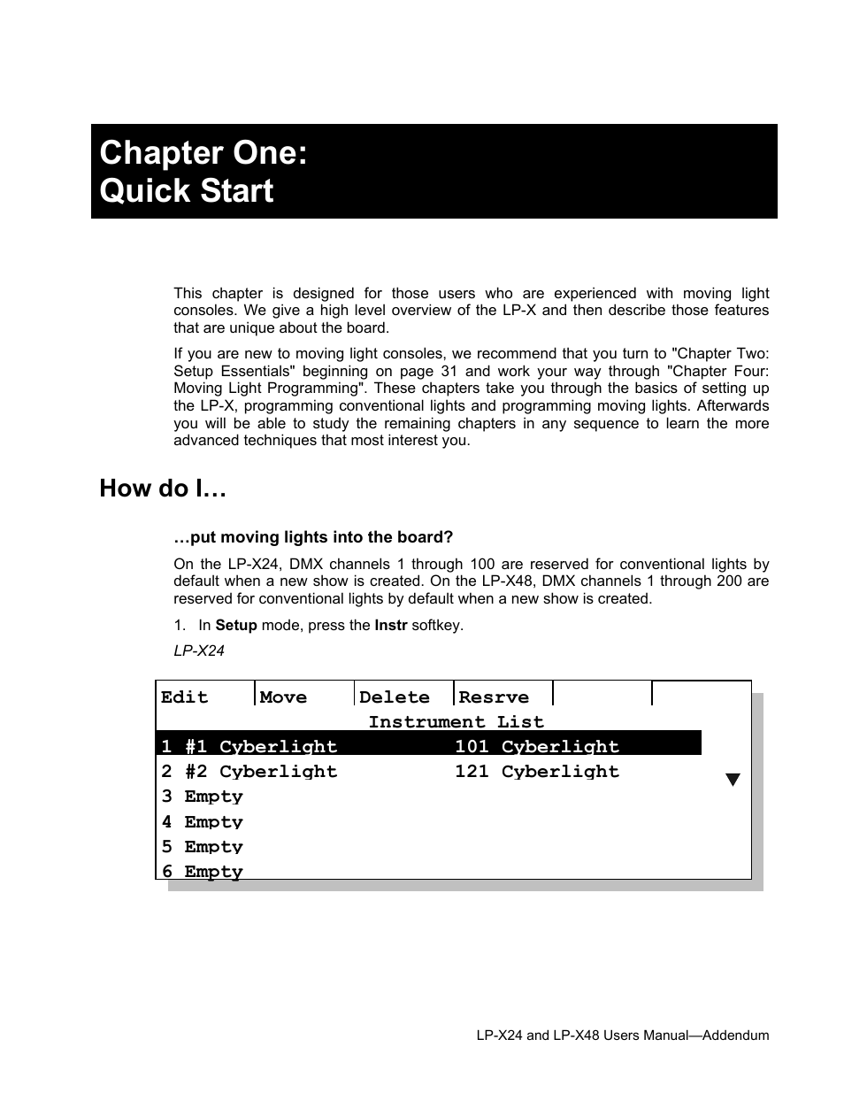 Chapter one: quick start, How do i | Leprecon LP-X24 Manual v3.2 Addendum User Manual | Page 22 / 55