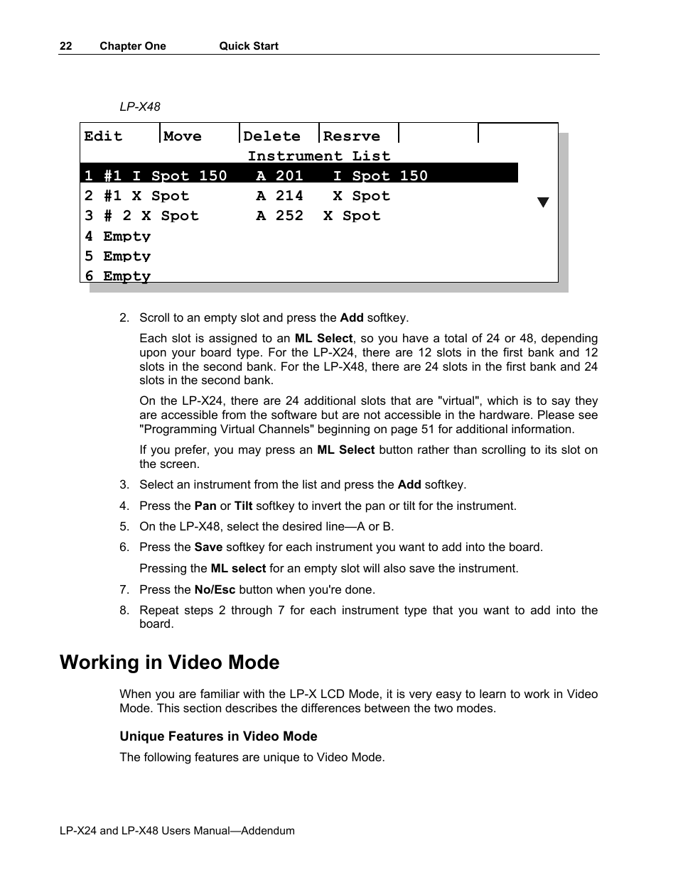 Working in video mode | Leprecon LP-X24 Manual v3.2 Addendum User Manual | Page 23 / 55