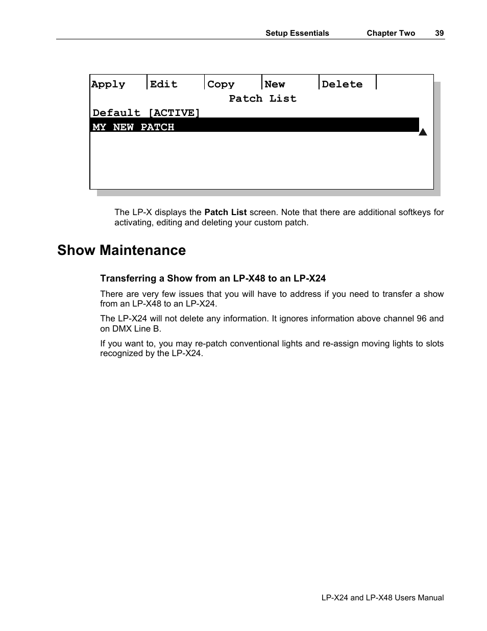 Show maintenance | Leprecon LP-X24 Manual v3.2 Addendum User Manual | Page 40 / 55