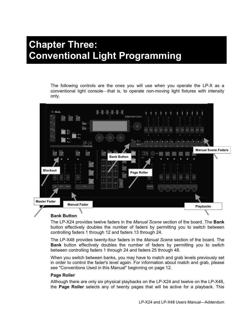 Chapter three: conventional light programming | Leprecon LP-X24 Manual v3.2 Addendum User Manual | Page 42 / 55