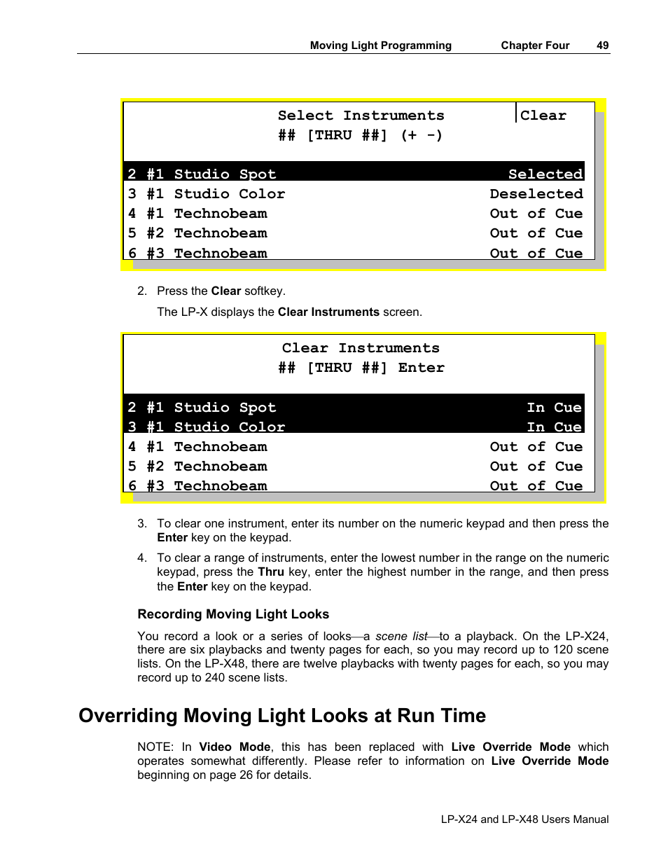 Overriding moving light looks at run time | Leprecon LP-X24 Manual v3.2 Addendum User Manual | Page 50 / 55