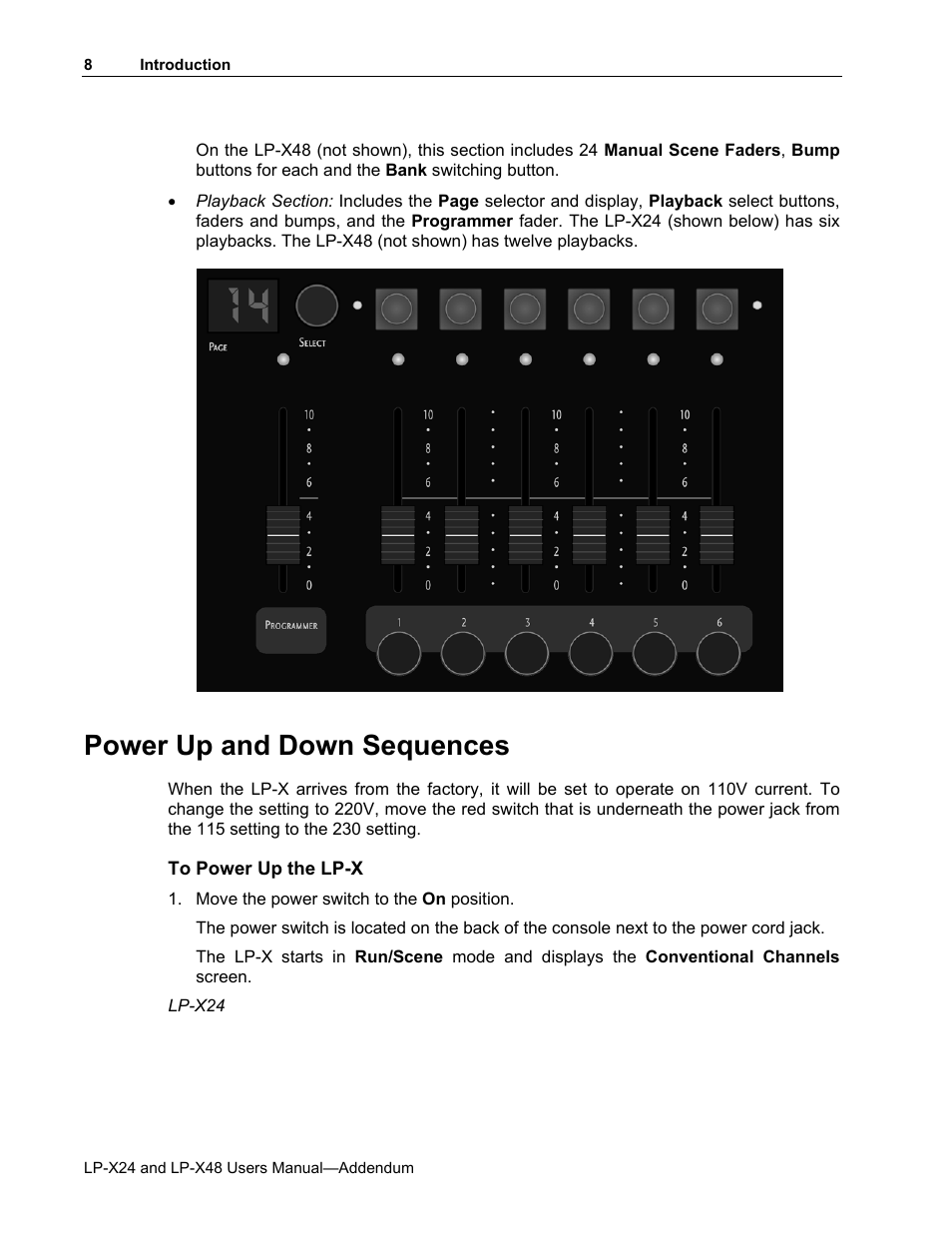 Power up and down sequences | Leprecon LP-X24 Manual v3.2 Addendum User Manual | Page 9 / 55