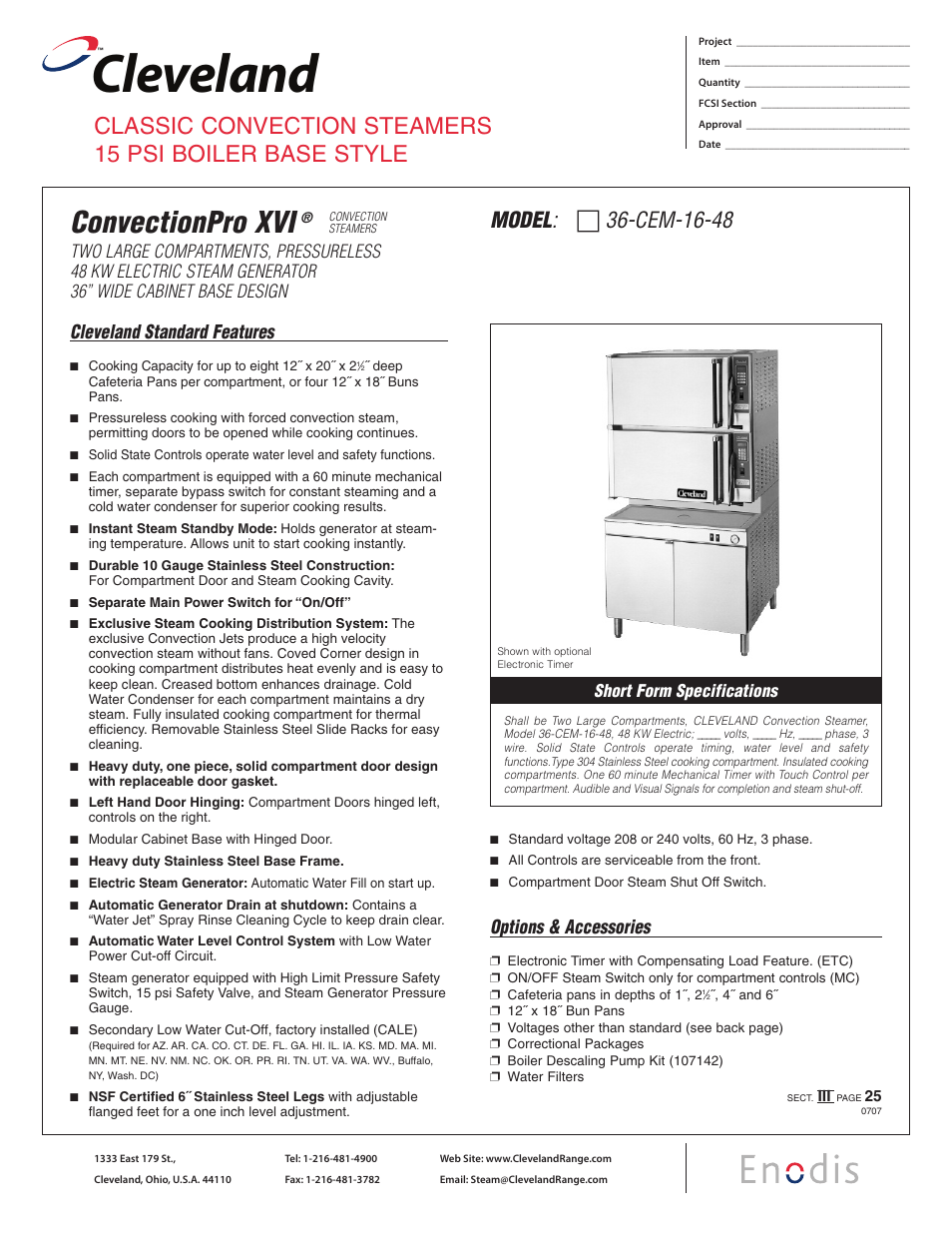 Cleveland Range 36-CEM-16-48 User Manual | 2 pages