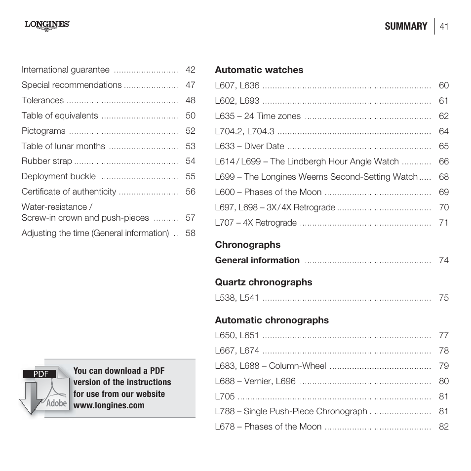 Longines DolceVita User Manual | 42 pages