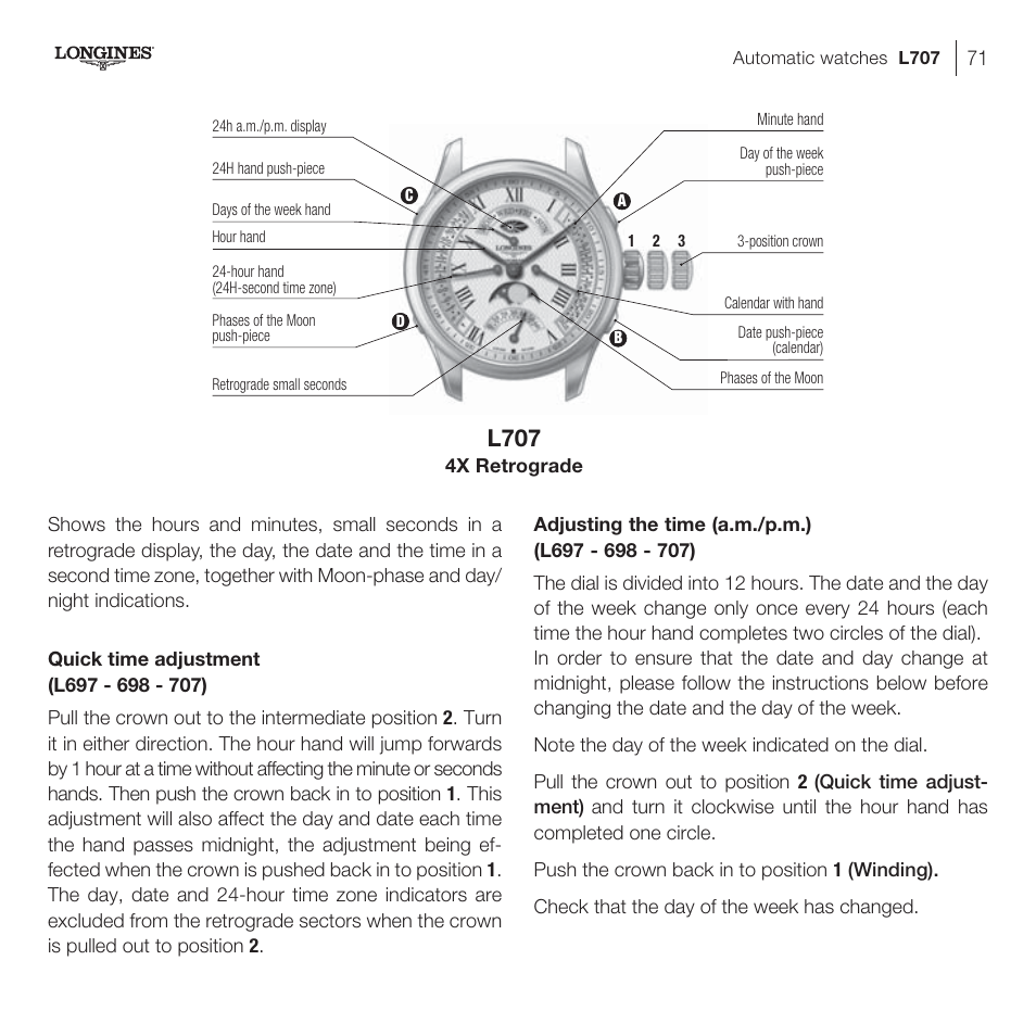 L707 | Longines DolceVita User Manual | Page 31 / 42