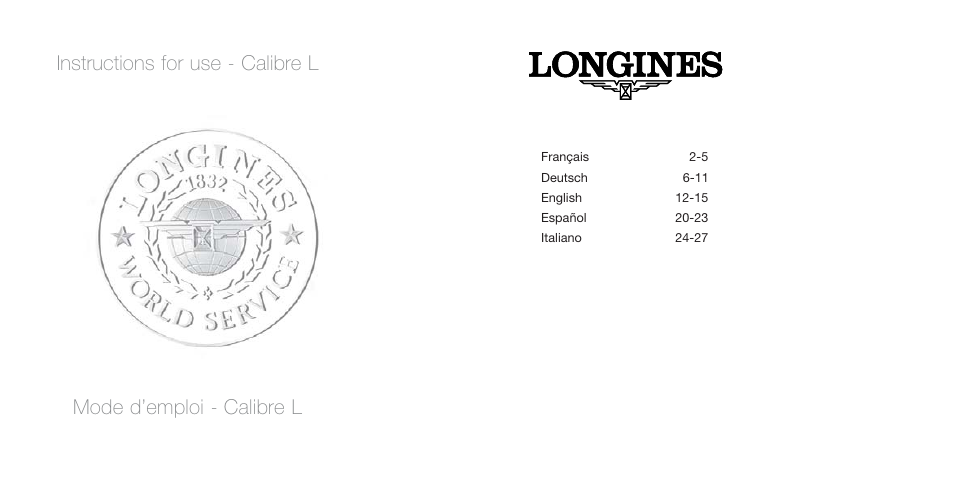 Longines L546 User Manual | 12 pages