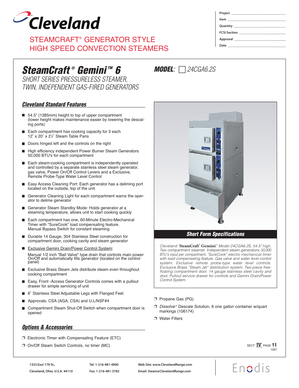 Cleveland Range 24CGA6.2S User Manual | 2 pages