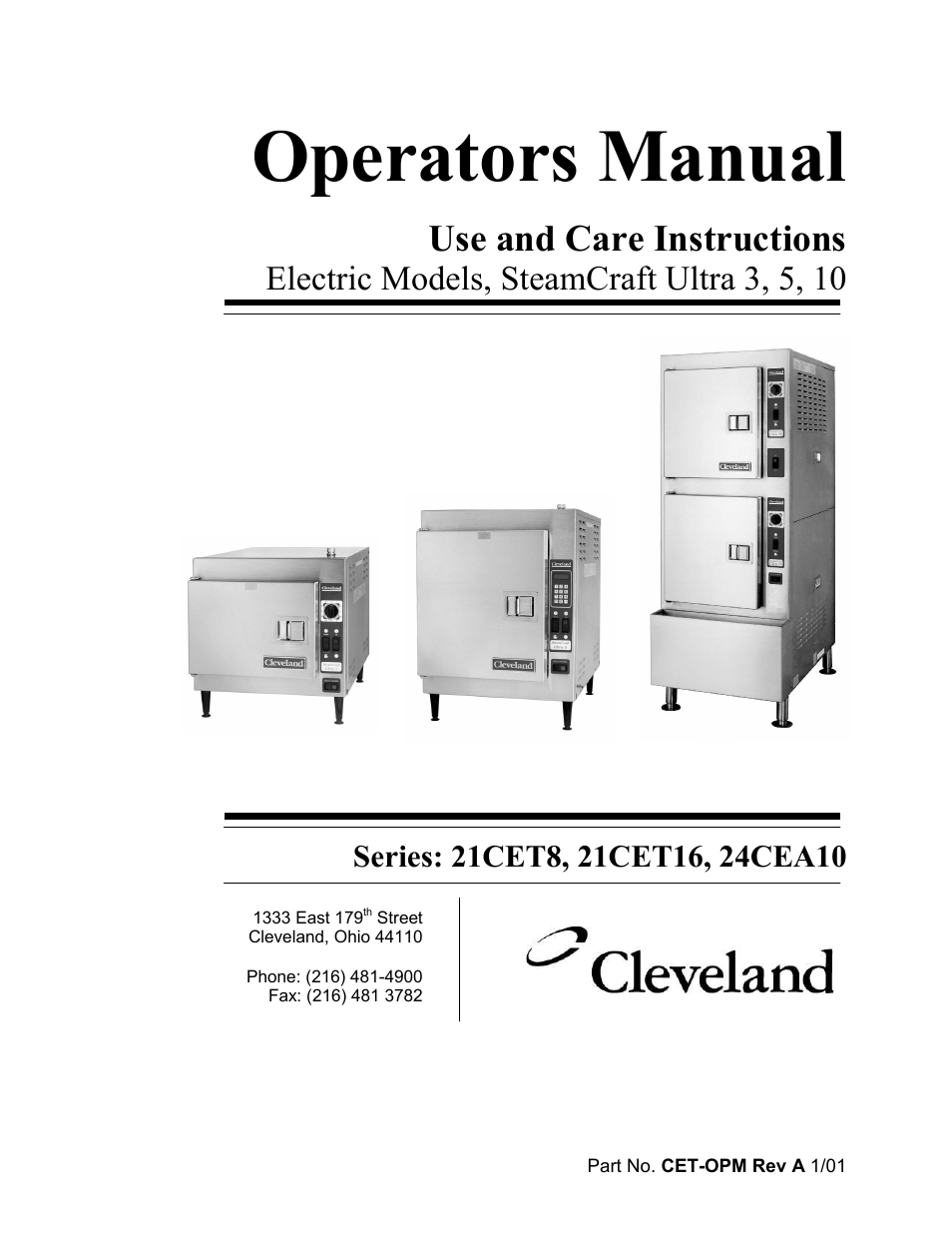 Cleveland Range 24CEA10 User Manual | 30 pages