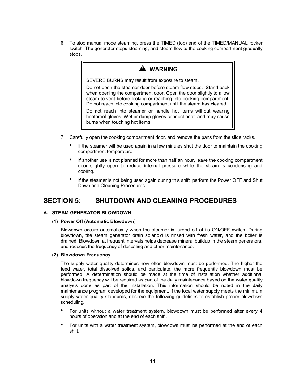 Steam generator blowdown, Blowdown frequency | Cleveland Range 24CEA10 User Manual | Page 15 / 30