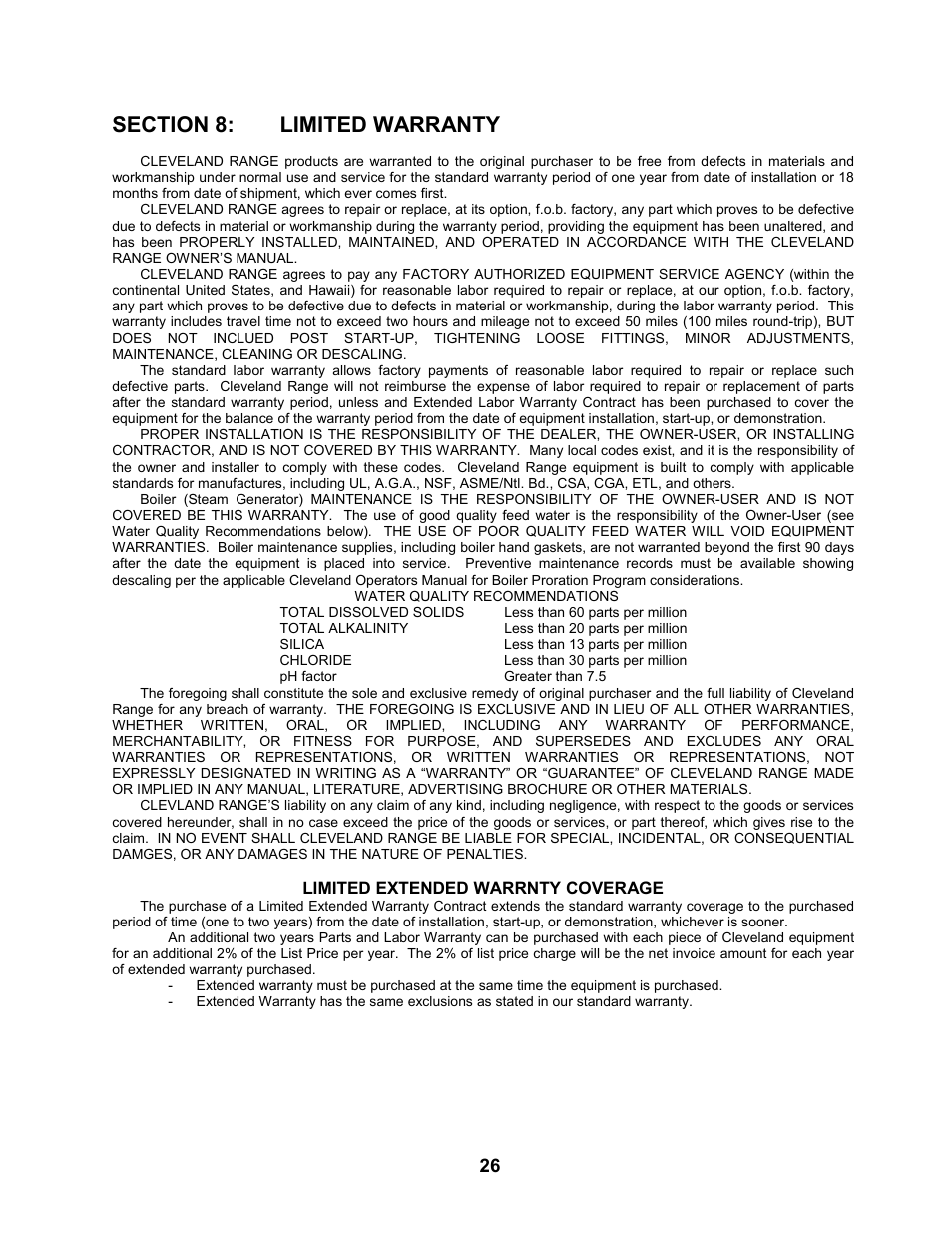 Cleveland Range 24CEA10 User Manual | Page 30 / 30