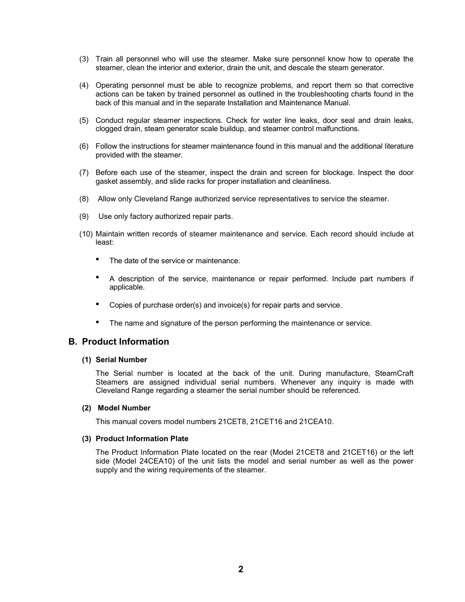 Cleveland Range 24CEA10 User Manual | Page 6 / 30