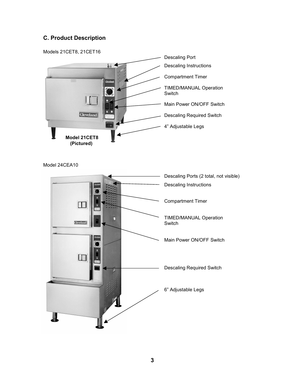 C. product description | Cleveland Range 24CEA10 User Manual | Page 7 / 30