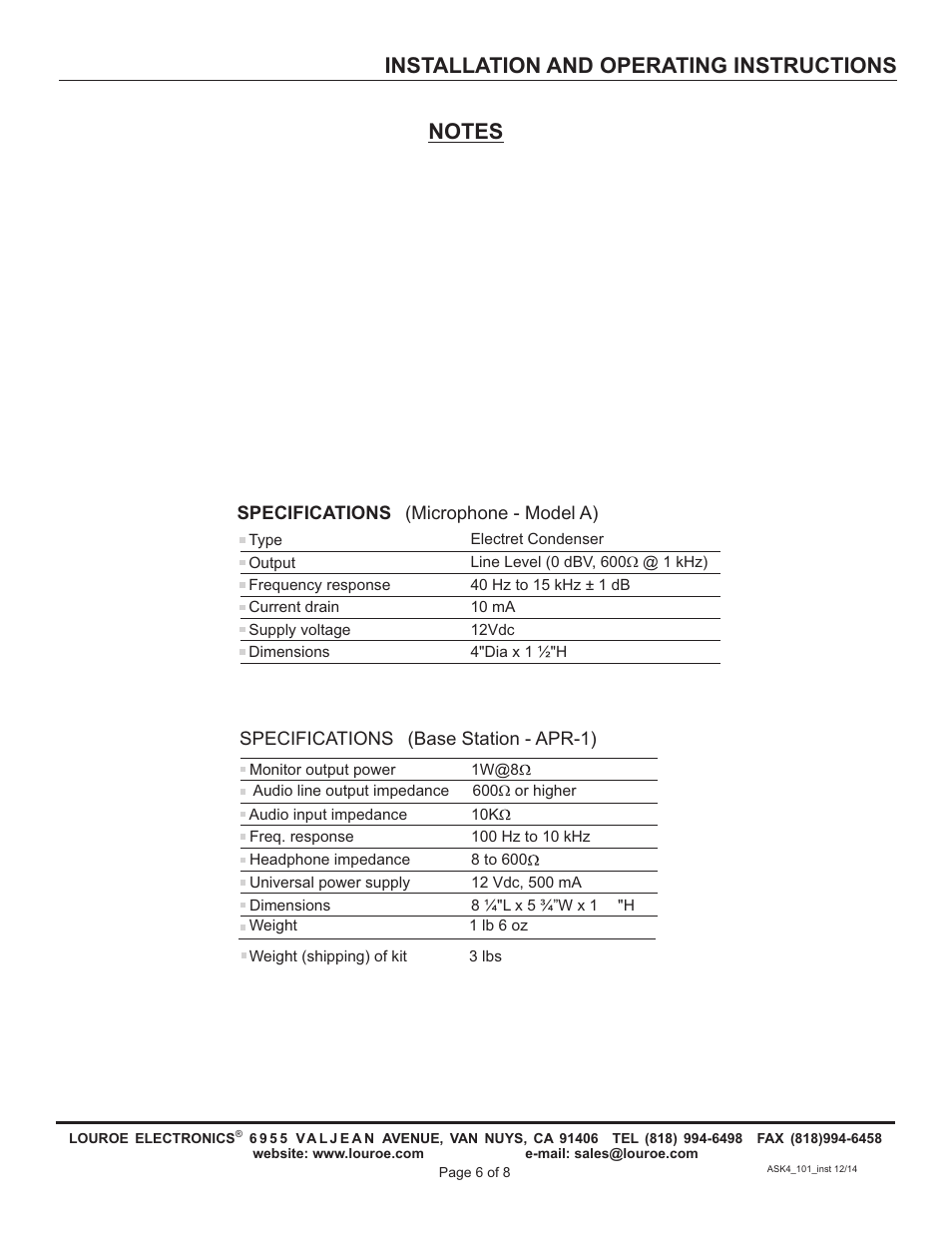 Louroe Electronics ASK-4 101 User Manual | Page 6 / 8