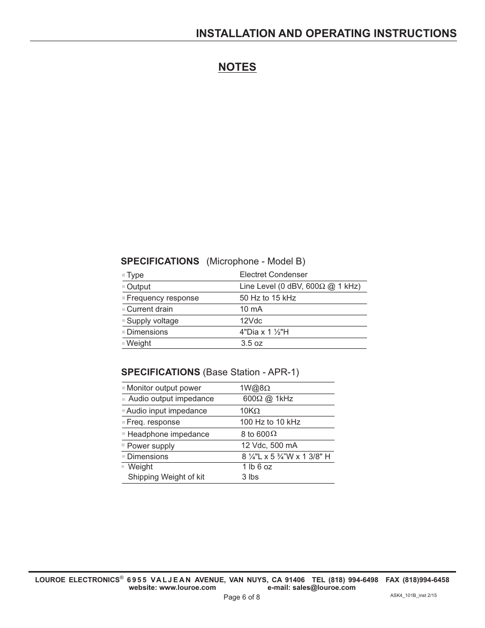 Louroe Electronics ASK-4 101B User Manual | Page 6 / 8