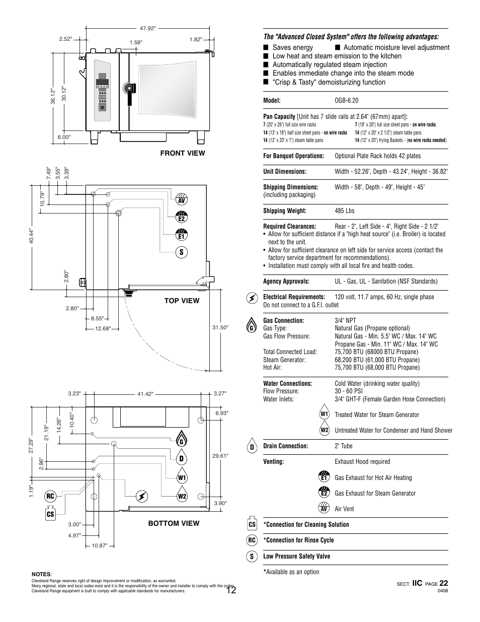 Pg 2, Oeb 6.20, Ogs 6.20 | Cleveland Range OGS-10.10 User Manual | Page 15 / 101