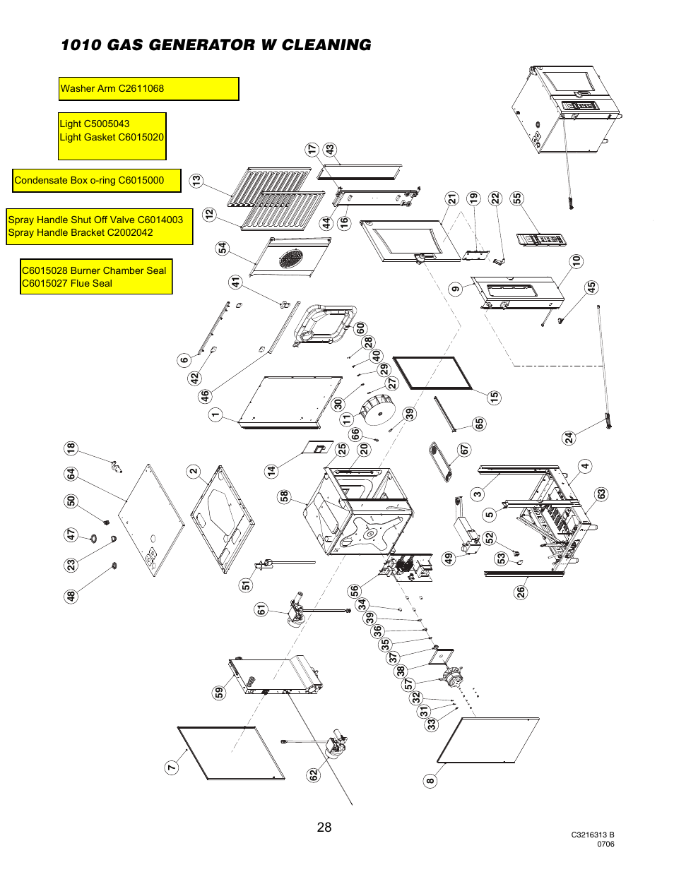 Service parts, 10 gas generator with cleaning, 1010 gas generator w cleaning | Cleveland Range OGS-10.10 User Manual | Page 31 / 101