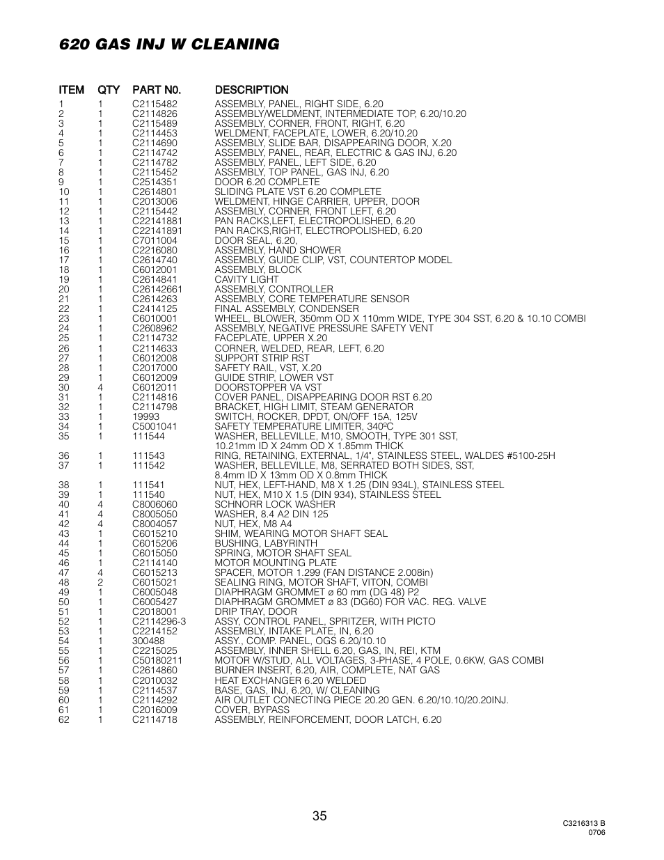 620 gas inj w cleaning | Cleveland Range OGS-10.10 User Manual | Page 38 / 101