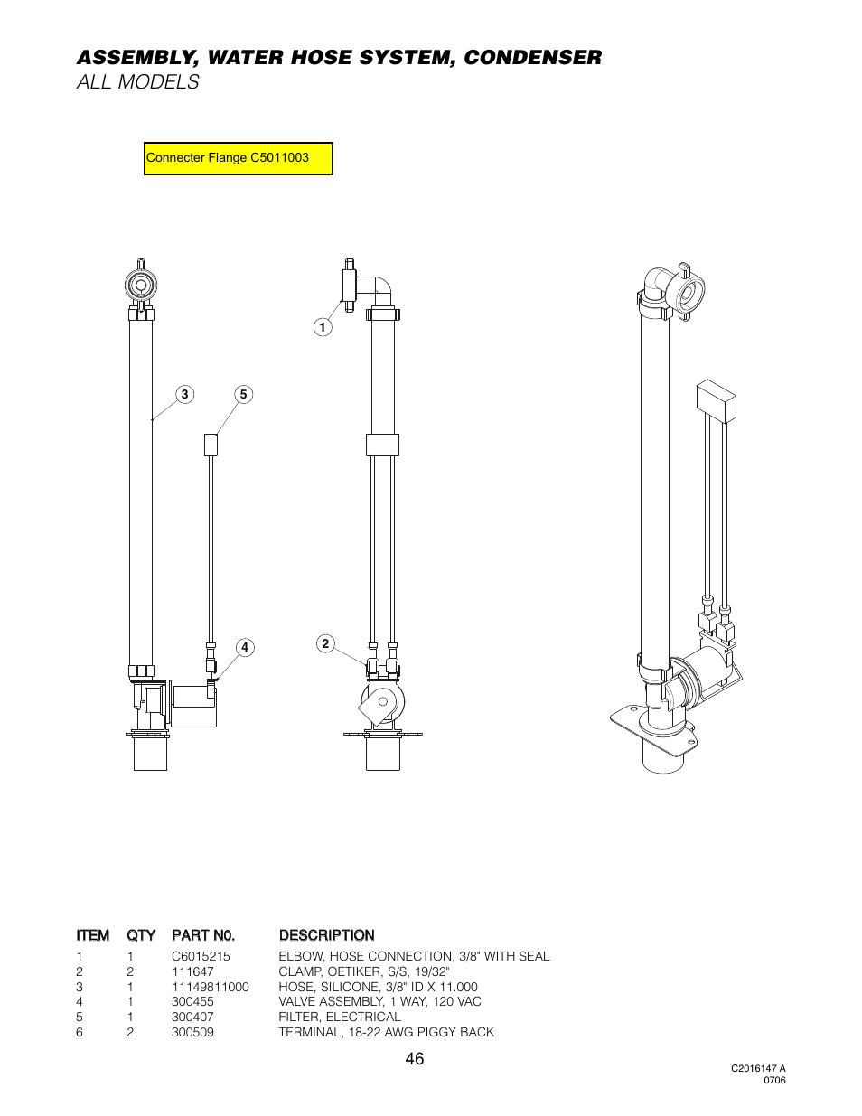 Water hose system, condenser (all models), Assembly, water hose system, condenser all models | Cleveland Range OGS-10.10 User Manual | Page 50 / 101