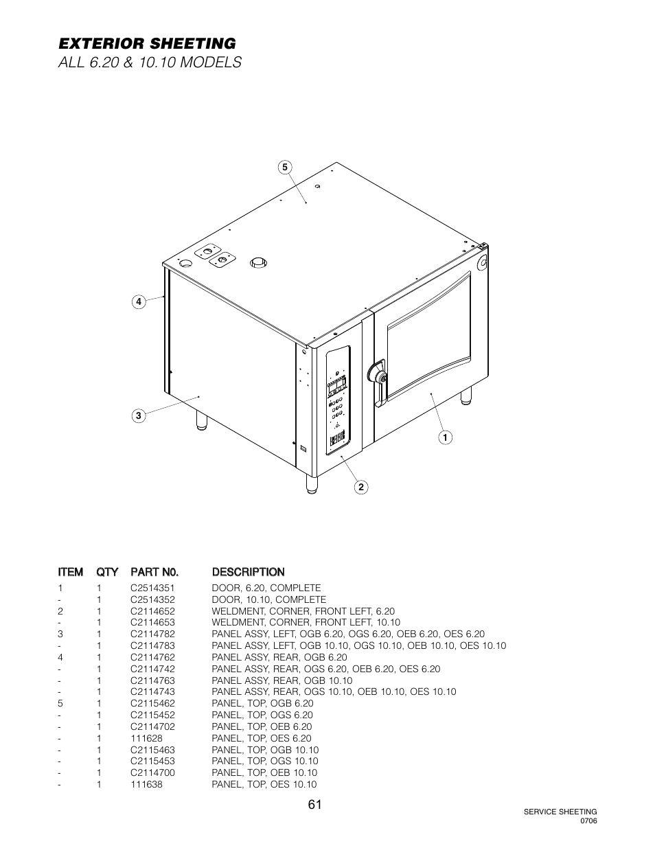 Exterior sheeting (all models) | Cleveland Range OGS-10.10 User Manual | Page 65 / 101