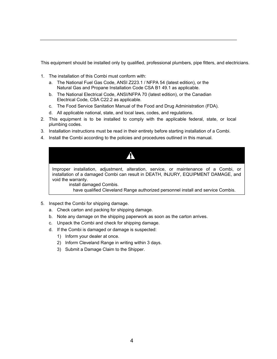 Installation instructions, Danger | Cleveland Range OGS-10.10 User Manual | Page 7 / 101