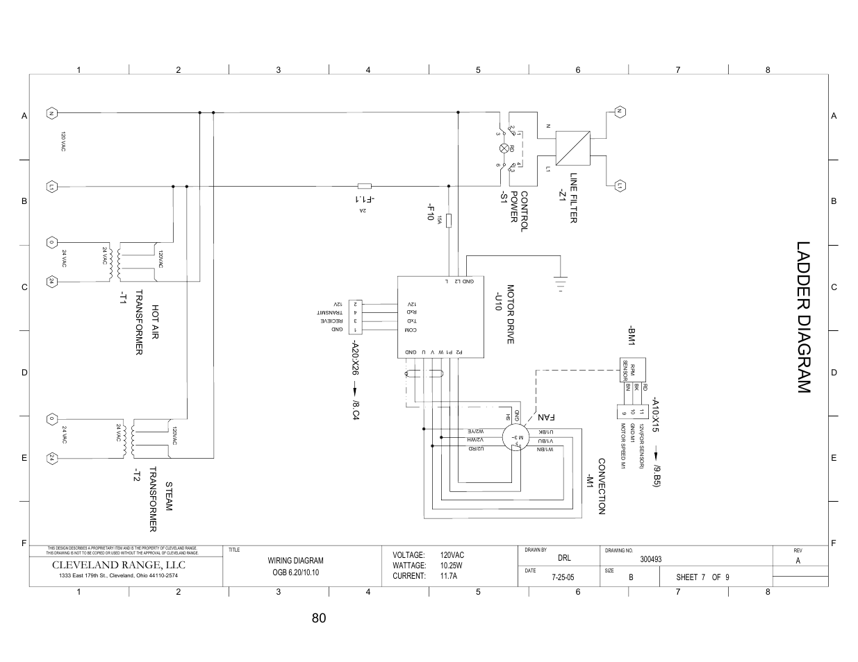 Ogb 6.20 & 10.10 - ladder diagrams, Ladder di ag ra m, Cleveland range, llc | Cleveland Range OGS-10.10 User Manual | Page 87 / 101