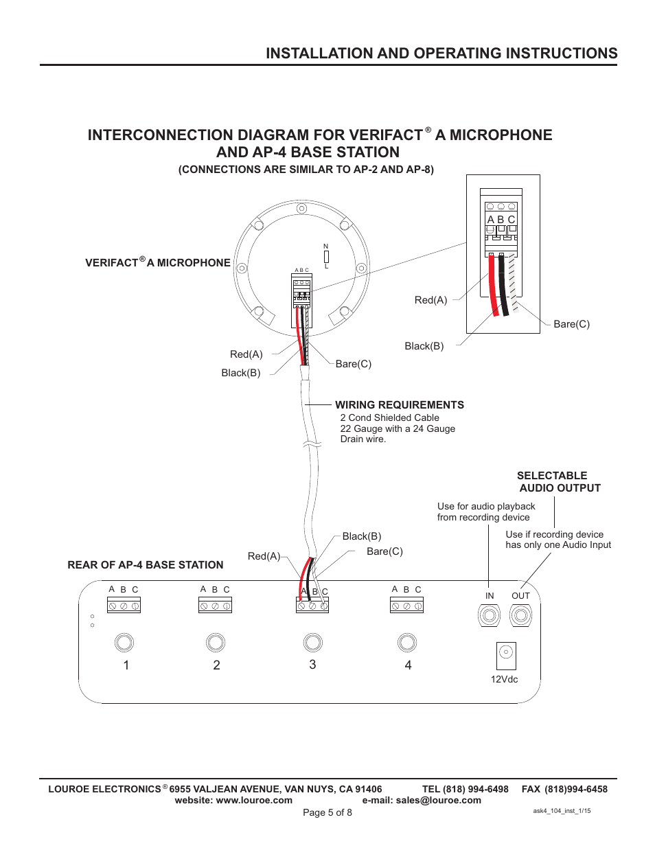 Installation and operating instructions | Louroe Electronics ASK-4 104 User Manual | Page 5 / 8