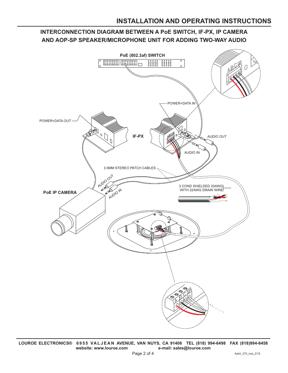 Installation and operating instructions | Louroe Electronics ASK-4 370 User Manual | Page 2 / 4
