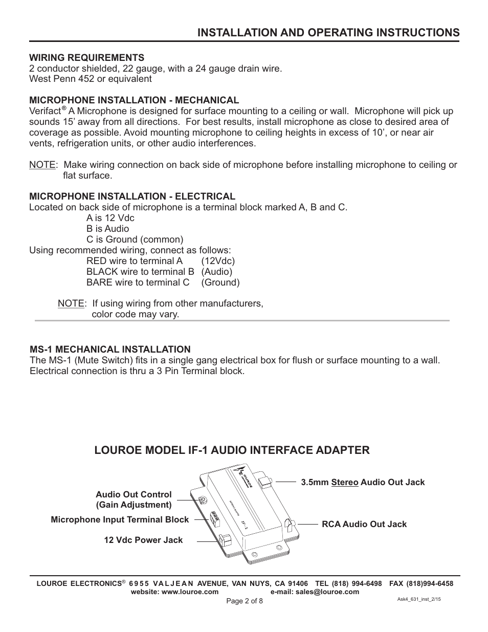 Louroe Electronics ASK-4 631 User Manual | Page 2 / 8