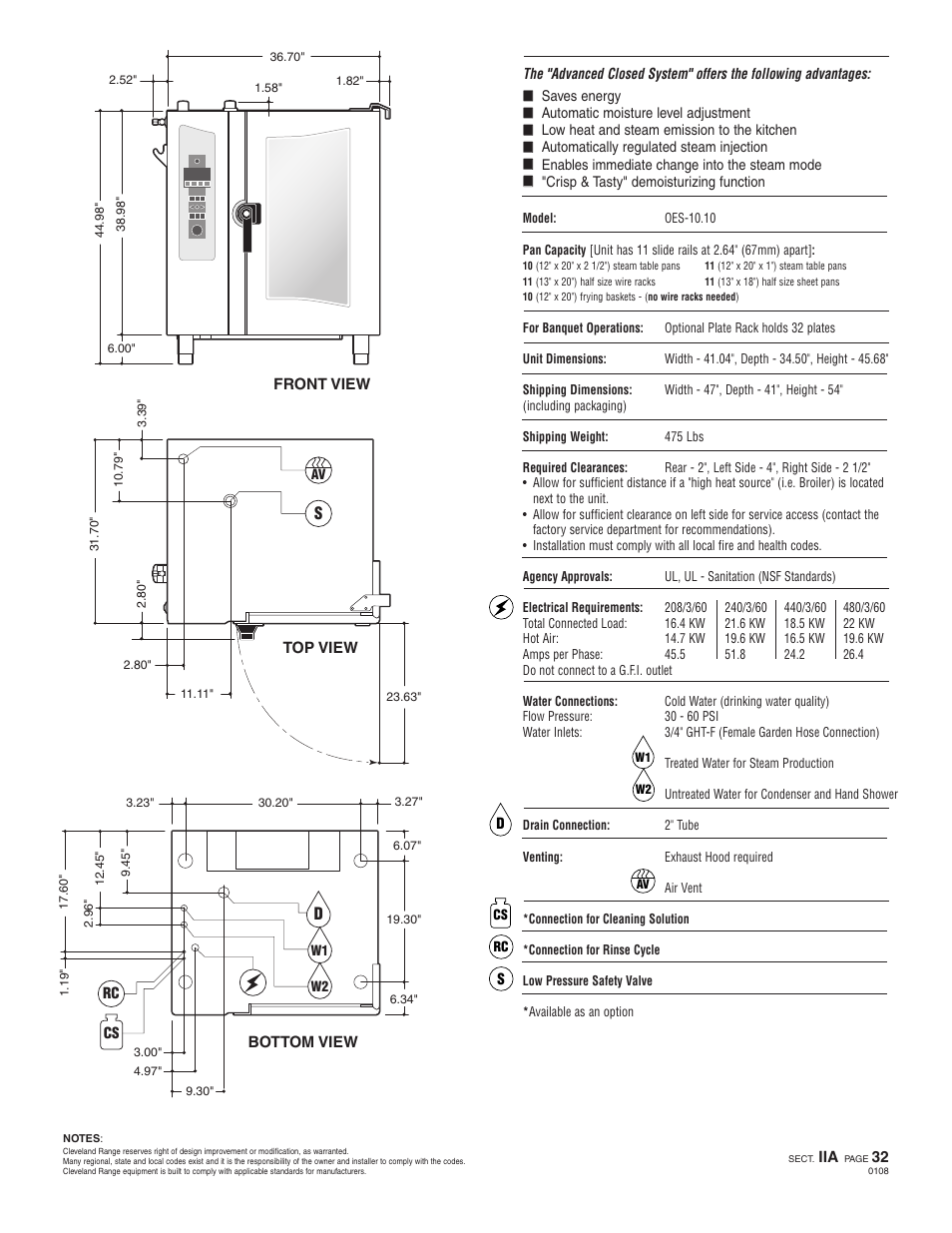 Oeb 10.10, Ogs 10.10 | Cleveland Range Convotherm OES-10.10 User Manual | Page 2 / 2