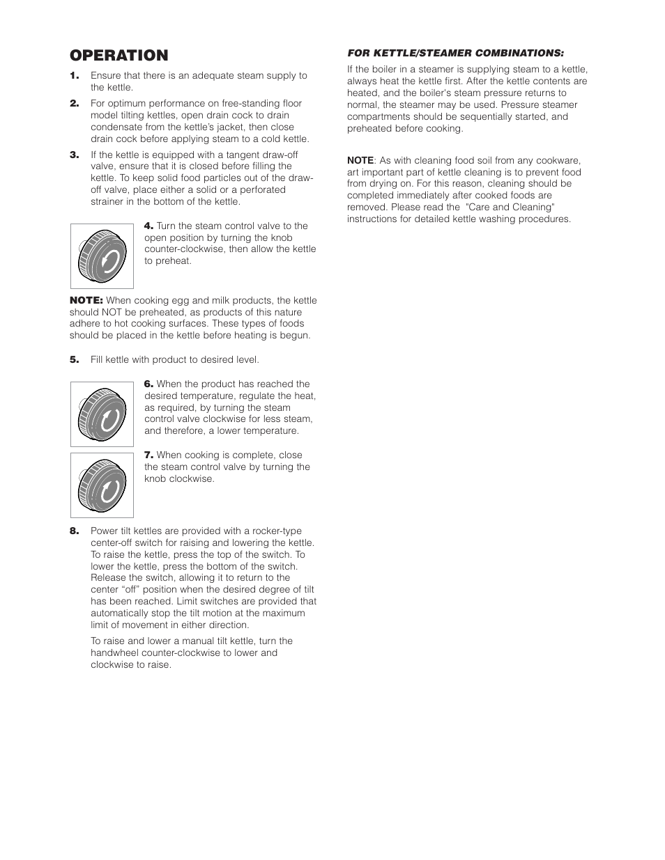 Operation | Cleveland Range KDL-SH User Manual | Page 7 / 19