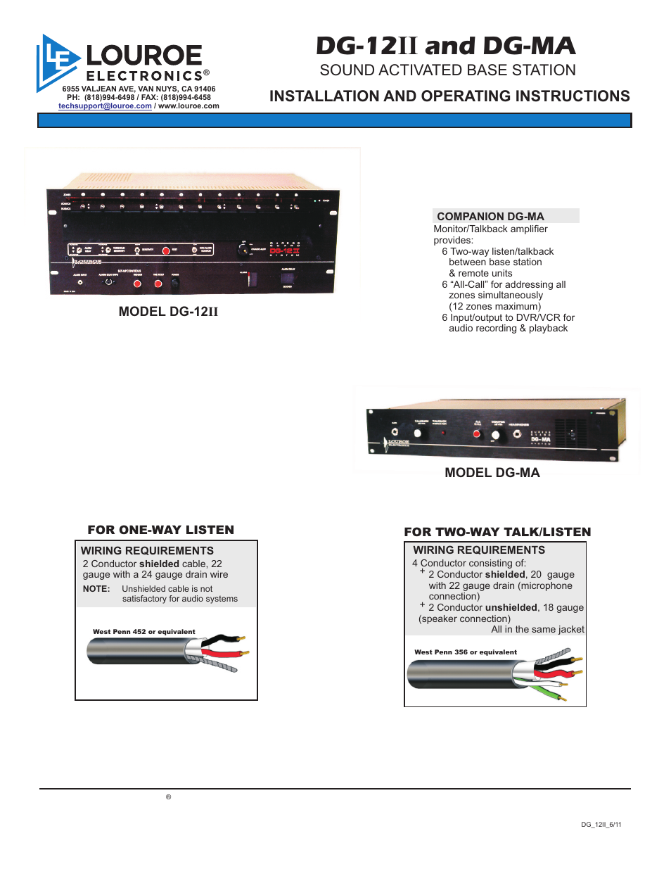 Louroe Electronics DG-12II User Manual | 32 pages