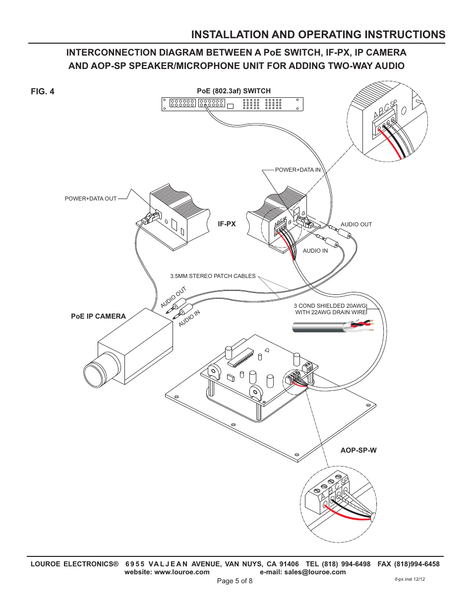 Installation and operating instructions | Louroe Electronics IF-PX User Manual | Page 5 / 8