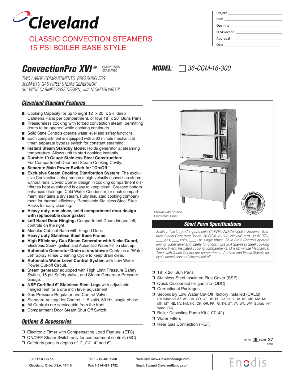 Cleveland Range 36-CGM-16-300 User Manual | 2 pages