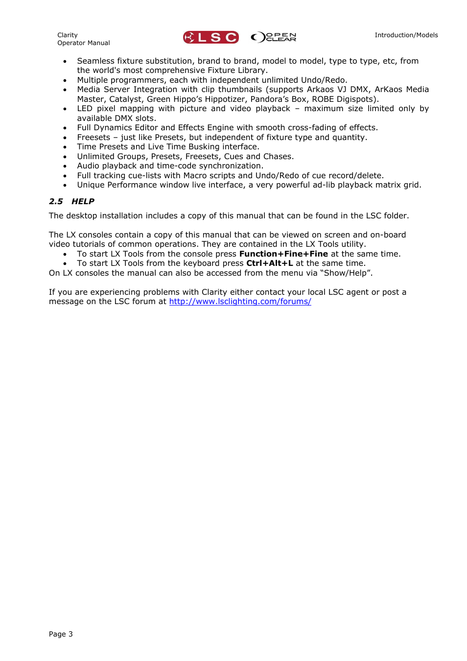 5 help | LSC Lighting CLARITY LX Series v.1 User Manual | Page 13 / 276