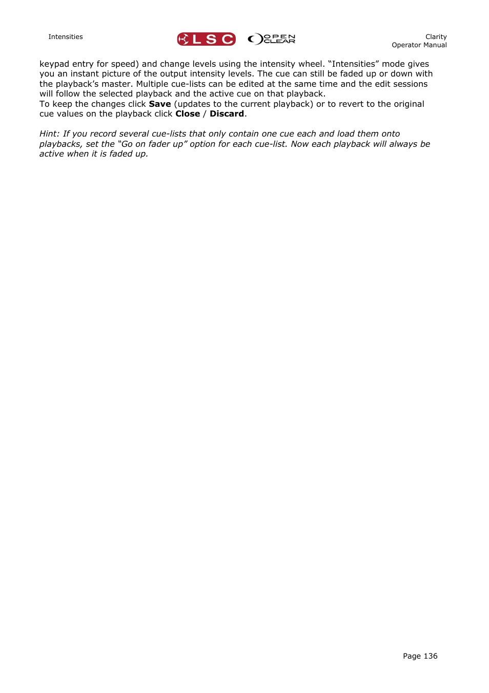 LSC Lighting CLARITY LX Series v.1 User Manual | Page 146 / 276