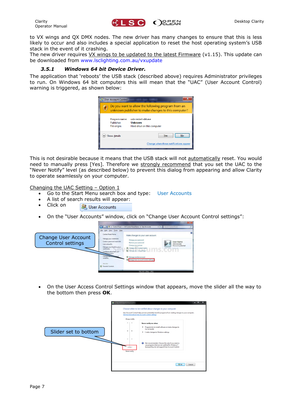 1 windows 64 bit device driver | LSC Lighting CLARITY LX Series v.1 User Manual | Page 17 / 276
