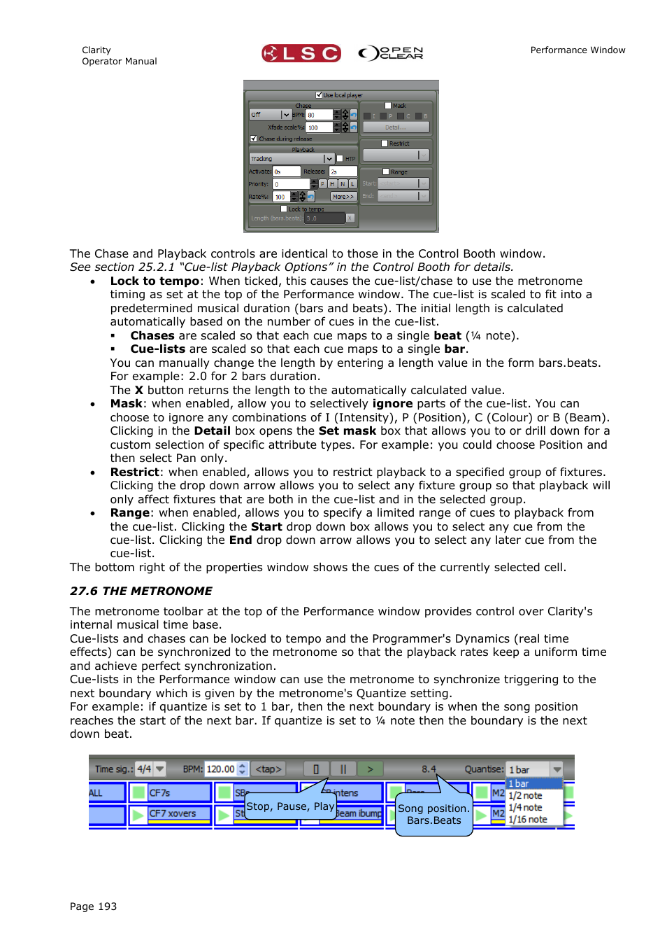 6 the metronome | LSC Lighting CLARITY LX Series v.1 User Manual | Page 203 / 276