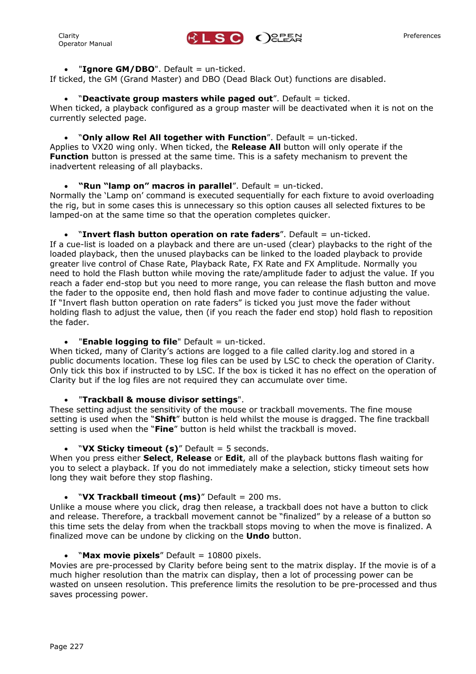 LSC Lighting CLARITY LX Series v.1 User Manual | Page 237 / 276