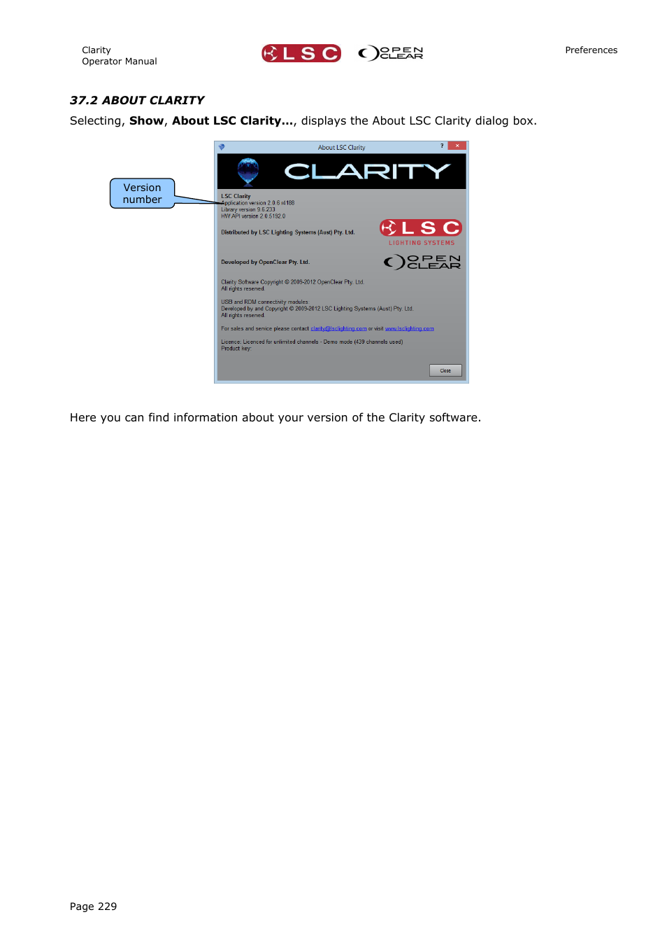 2 about clarity | LSC Lighting CLARITY LX Series v.1 User Manual | Page 239 / 276