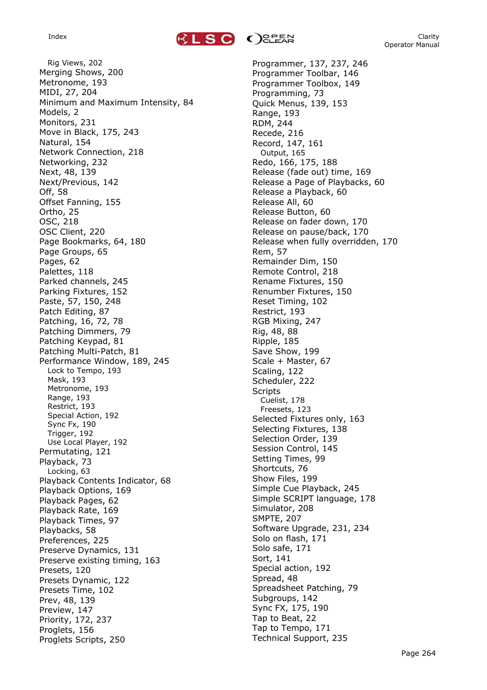 LSC Lighting CLARITY LX Series v.1 User Manual | Page 274 / 276