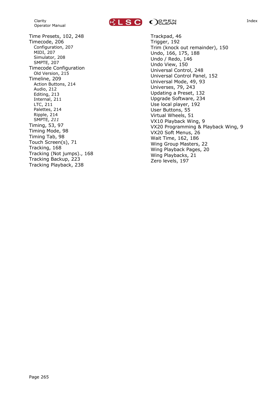 LSC Lighting CLARITY LX Series v.1 User Manual | Page 275 / 276