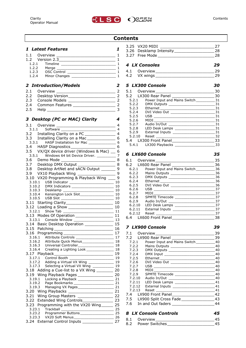 LSC Lighting CLARITY LX Series v.1 User Manual | Page 3 / 276