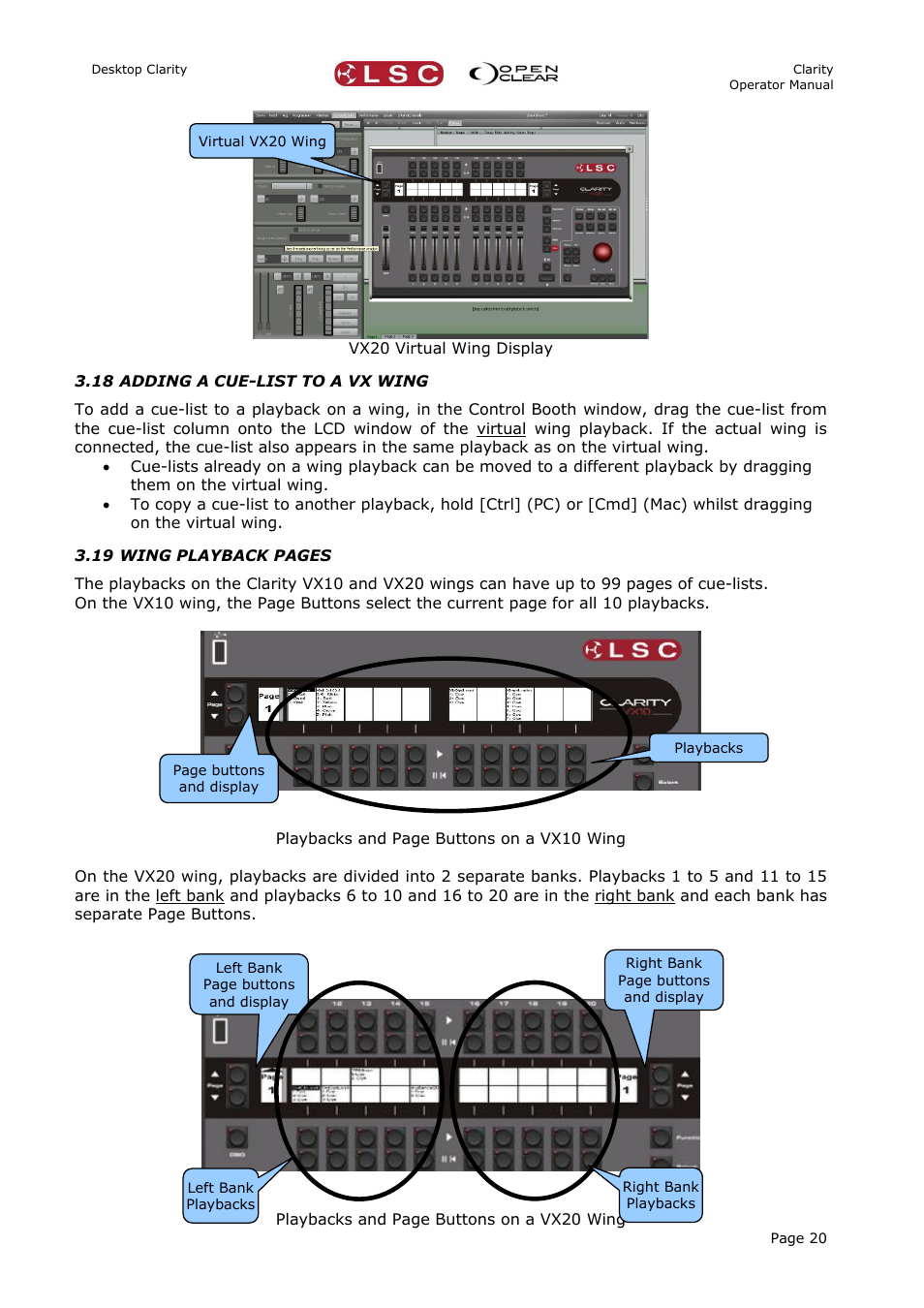 18 adding a cue-list to a vx wing | LSC Lighting CLARITY LX Series v.1 User Manual | Page 30 / 276