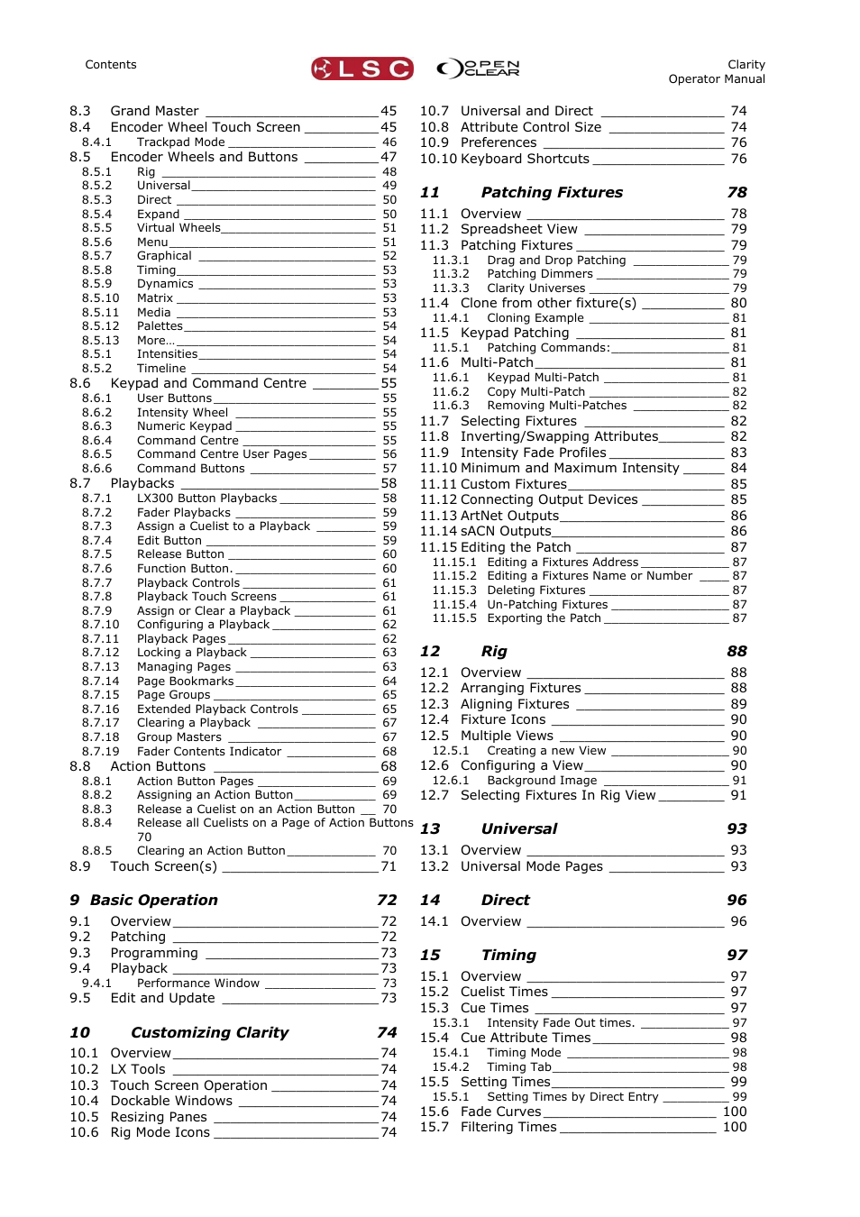 LSC Lighting CLARITY LX Series v.1 User Manual | Page 4 / 276