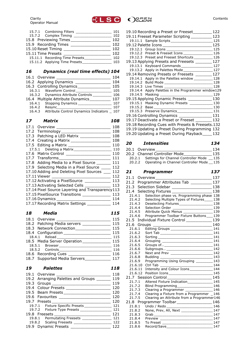 LSC Lighting CLARITY LX Series v.1 User Manual | Page 5 / 276