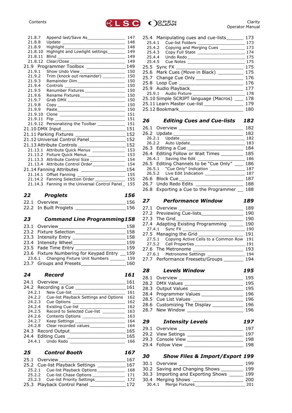 LSC Lighting CLARITY LX Series v.1 User Manual | Page 6 / 276