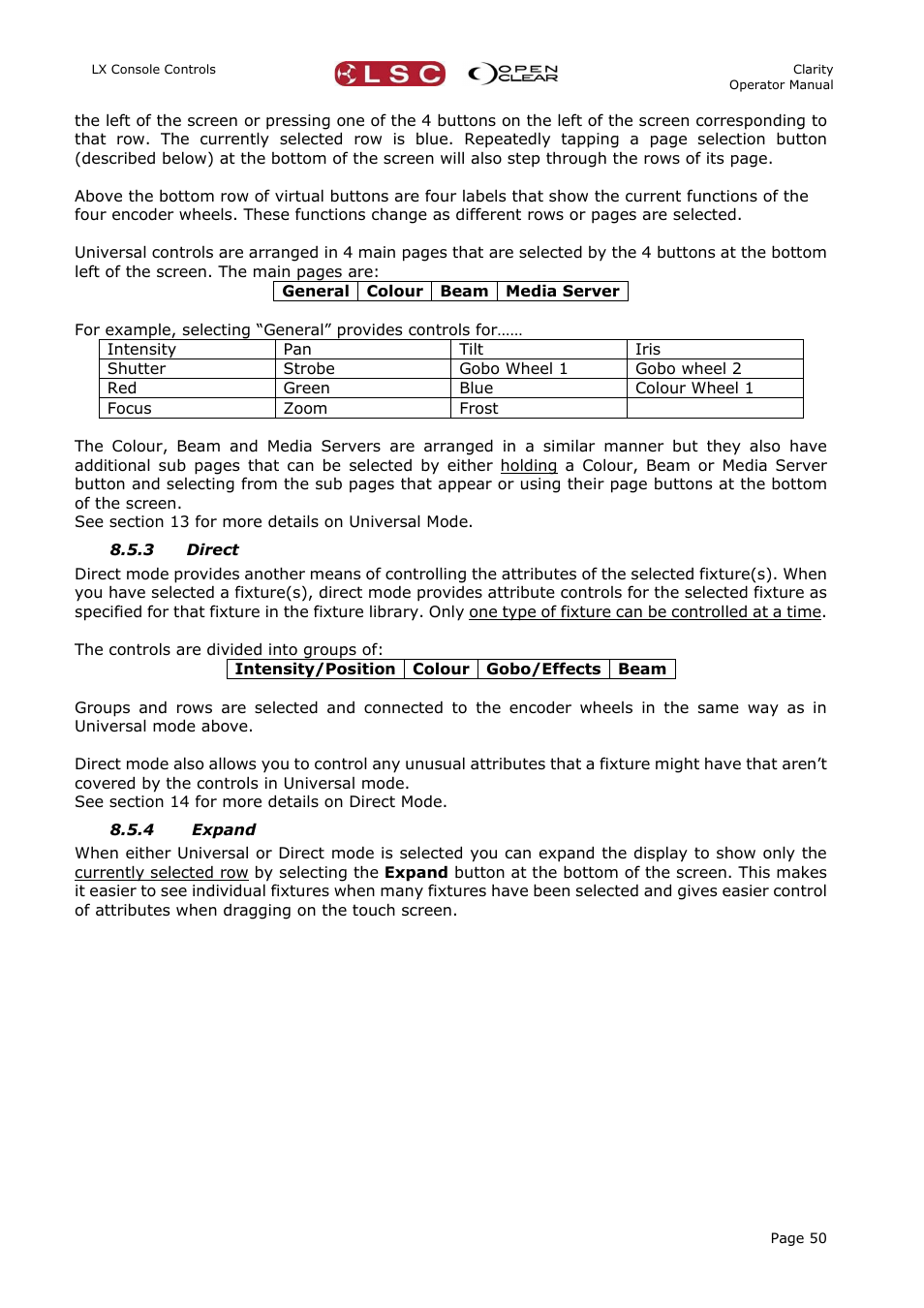 3 direct, 4 expand | LSC Lighting CLARITY LX Series v.1 User Manual | Page 60 / 276